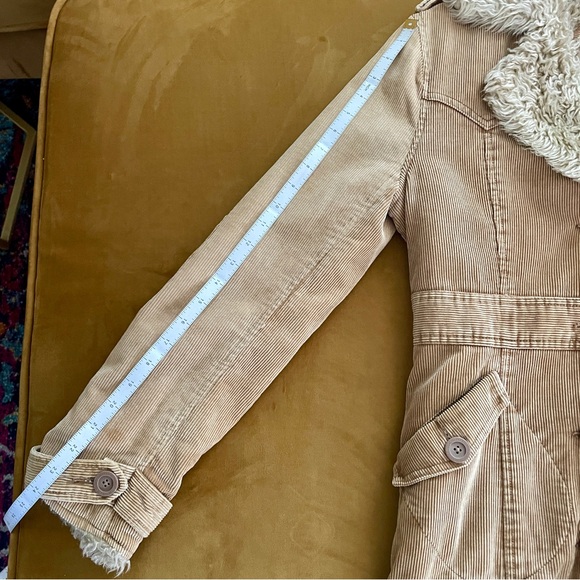 Steve Madden Beige Corduroy Penny Lane Coat with Faux Fur - Picture 8 of 13